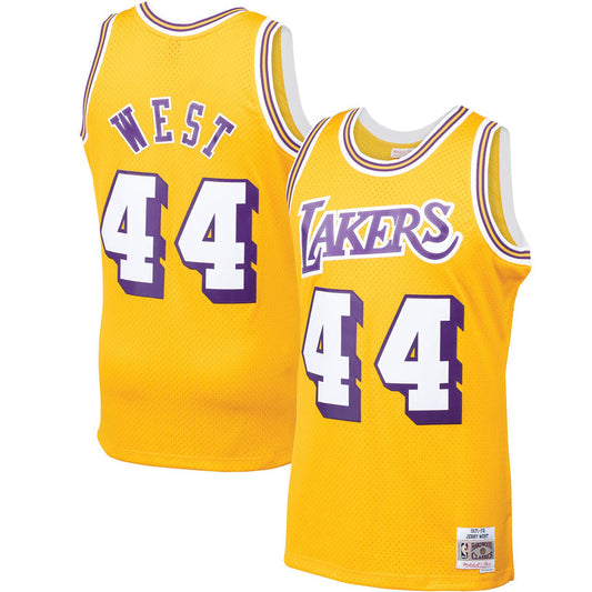 Mens Jerry West Los Angeles Lakers Mitchell & Ness Gold 1971-72 Hardwood Classics Swingman Jersey