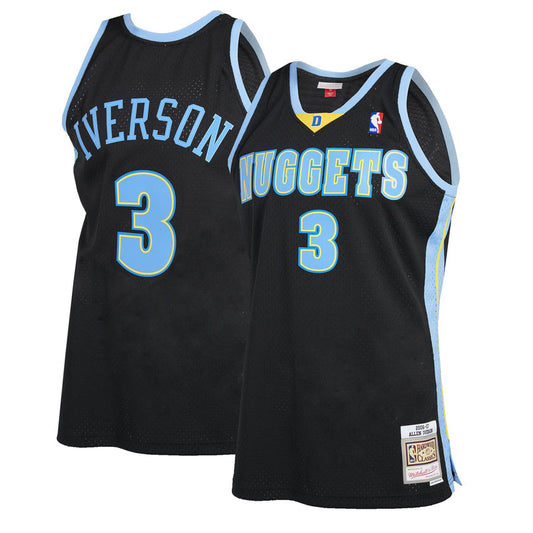 Men's Denver Nuggets Allen Iverson Mitchell & Ness Black 2006-2007 Hardwood Classics Reload 2.0 Swingman Jersey