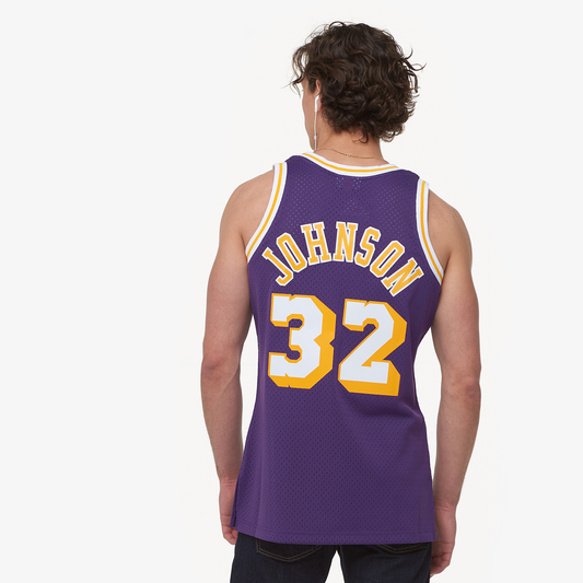 Men's Johnson Earvin Magic Mitchell & Ness SuperSonics Swingman Jersey - Purple