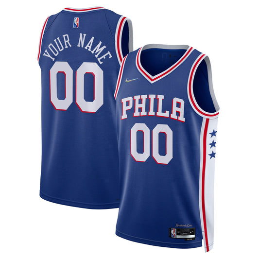 Philadelphia 76ers Nike 2021/22 Diamond Swingman Custom Jersey - Icon Edition - Royal