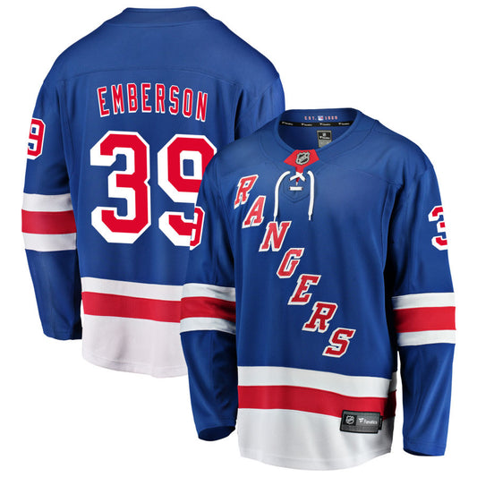 Ty Emberson New York Rangers Fanatics Branded Home Breakaway Jersey - Blue