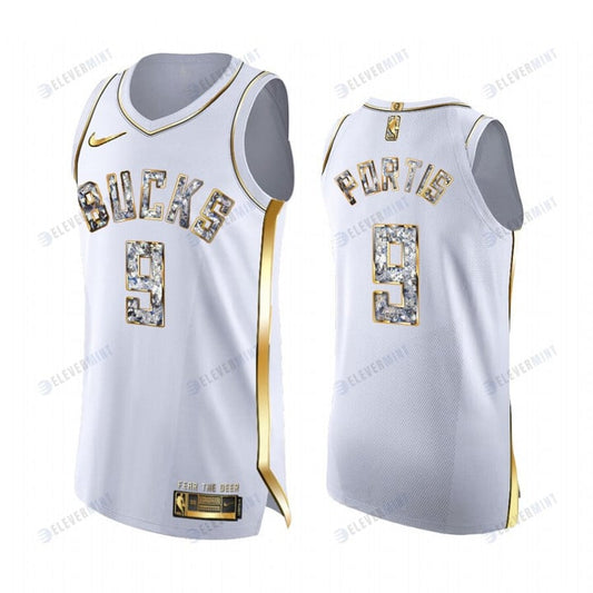 Milwaukee Bucks 9 Bobby Portis White Diamond Edition Jersey 2022 NBA Playoffs