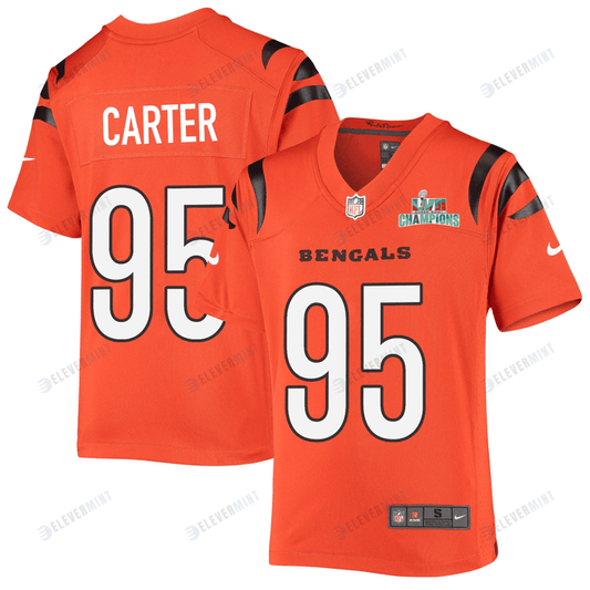 Zach Carter 95 Cincinnati Bengals Super Bowl LVII Champions Youth Alternate Game Jersey - Orange