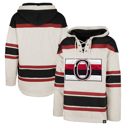 Ottawa Senators '47 Rockaway Lace-Up Pullover Hoodie - Oatmeal