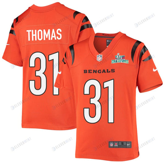 Michael Thomas 31 Cincinnati Bengals Super Bowl LVII Champions Youth Alternate Game Jersey - Orange