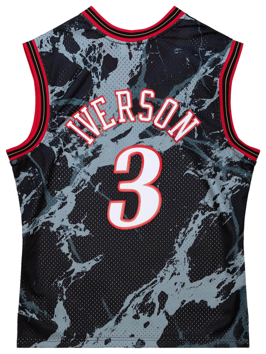 Men's Iverson Allen Mitchell & Ness 76ers Marble Jersey - Black