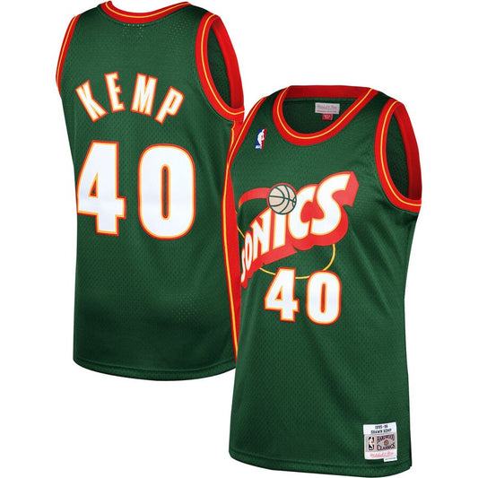 Men's Shawn Kemp Seattle Supersonics Mitchell & Ness 1996-96 Green NBA Swingman Hardwood Classics Jersey