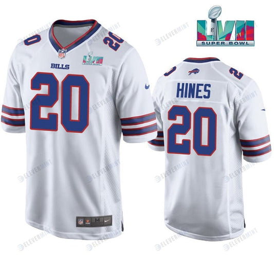 Nyheim Hines 20 Buffalo Bills Super Bowl LVII Away Player Men Jersey - White Jersey