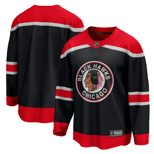 Men's Chicago Blackhawks Fanatics Branded Black 2020/21 Reverse Retro Special Edition Breakaway Blank Jersey