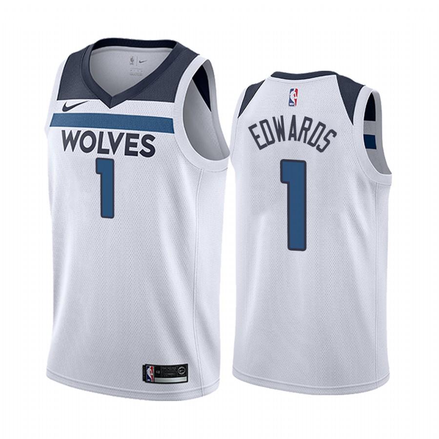 Mens Minnesota Timberwolves Anthony Edwards Association Jersey White