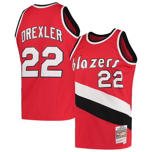 Men's Mitchell & Ness Clyde Drexler Red Portland Trail Blazers Hardwood Classics 1983-84 Swingman Jersey