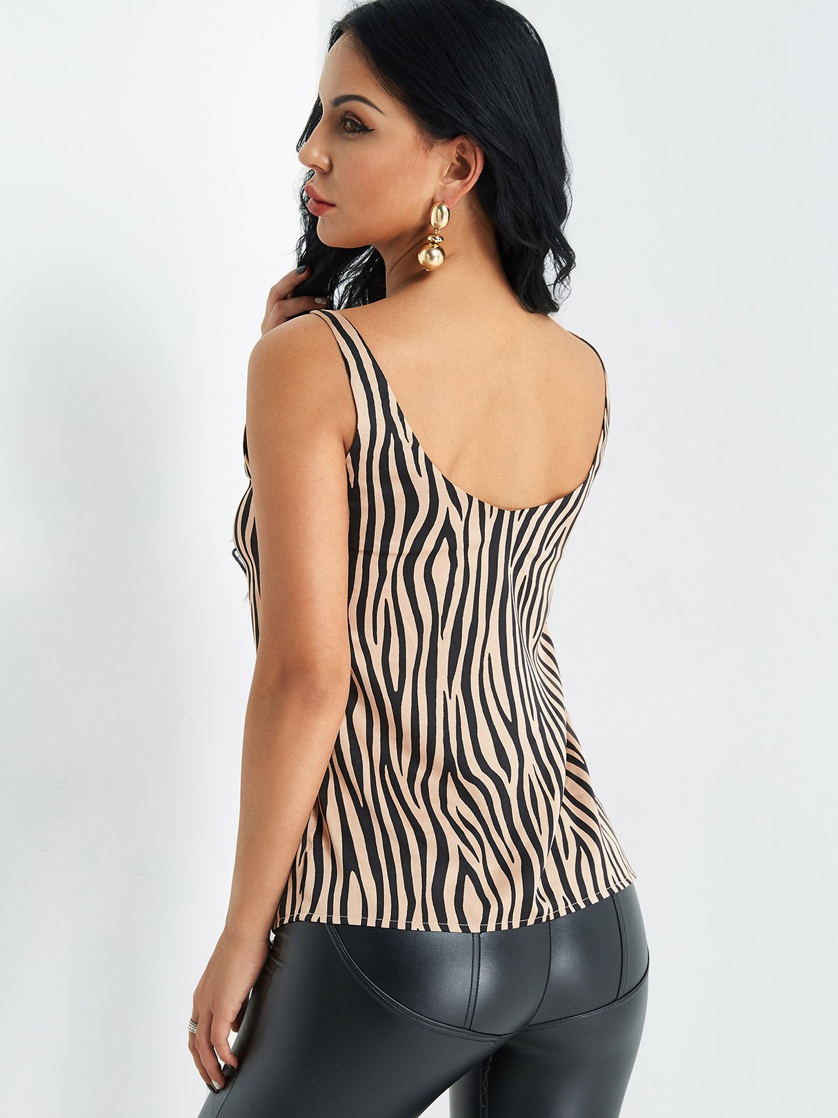 V-Neck Zebra Sleeveless Camis