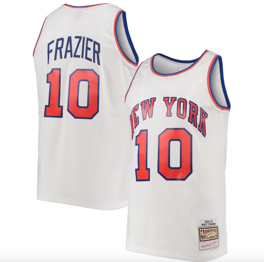 Men's New York Knicks Walt Frazier Mitchell & Ness White Hardwood Classics Swingman Jersey