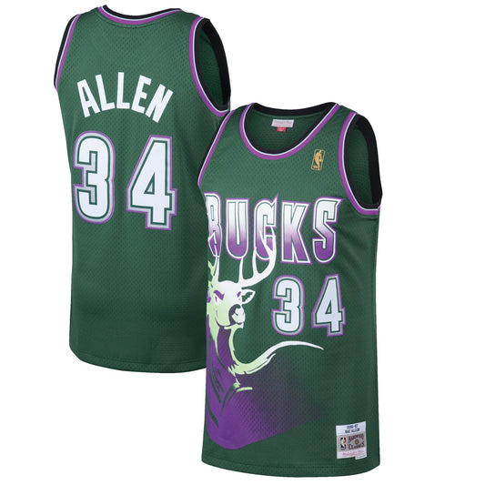 Ray Allen Milwaukee Bucks Mitchell & Ness Hardwood Classics Swingman Jersey - Kelly Green