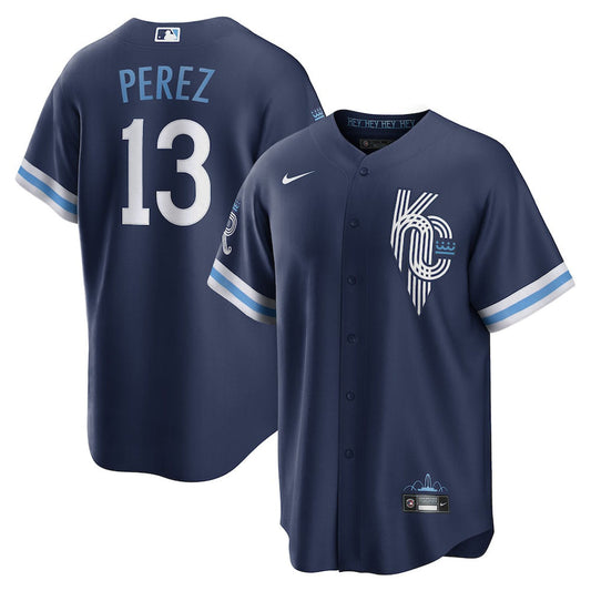 Men's Kansas City Royals Salvador Perez City Connect Replica Jersey - Navy