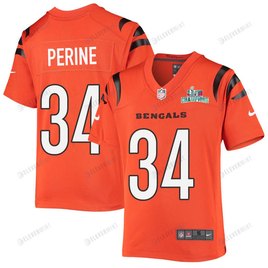 Samaje Perine 34 Cincinnati Bengals Super Bowl LVII Champions Youth Alternate Game Jersey - Orange