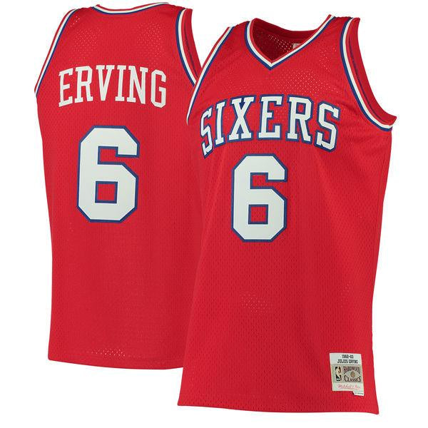 Mens Philadelphia 76ers Julius Erving Mitchell & Ness Red 1982-83 Hardwood Classics Swingman Jersey