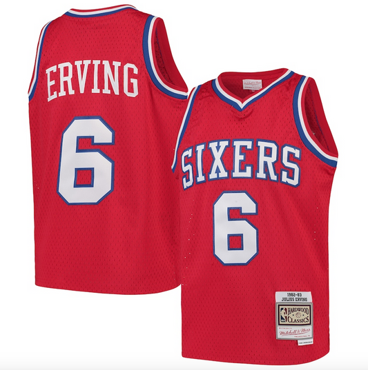 Youth Philadelphia 76ers Julius Erving Mitchell & Ness Red 1982-83 Hardwood Classics Swingman Jersey