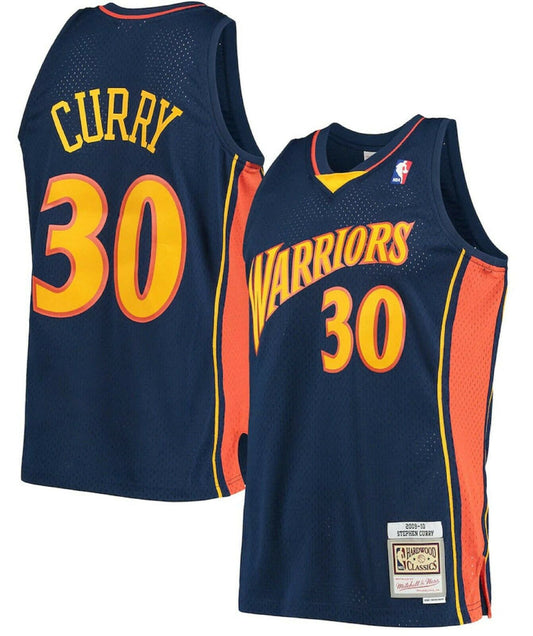 Men's Mitchell & Ness Stephen Curry Golden State Warriors Navy 2009-2010 Hardwood Classics Swingman Jersey