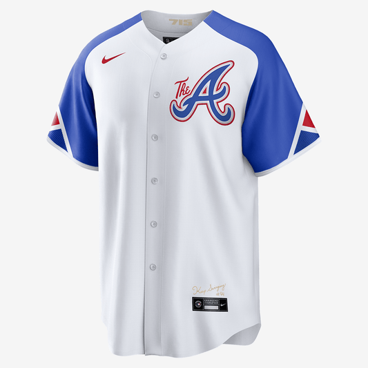 MLB Atlanta Braves City Connect Men's Replica Baseball Jersey - White/Royal Blue