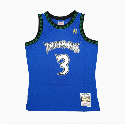 Men's Minnesota Timberwolves Stephon Marbury Mitchell & Ness Blue Hardwood Classics Swingman Jersey