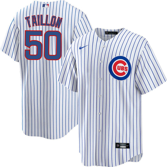 Men's Jameson Taillon Chicago Cubs White Home Premium Stitch Replica Jersey