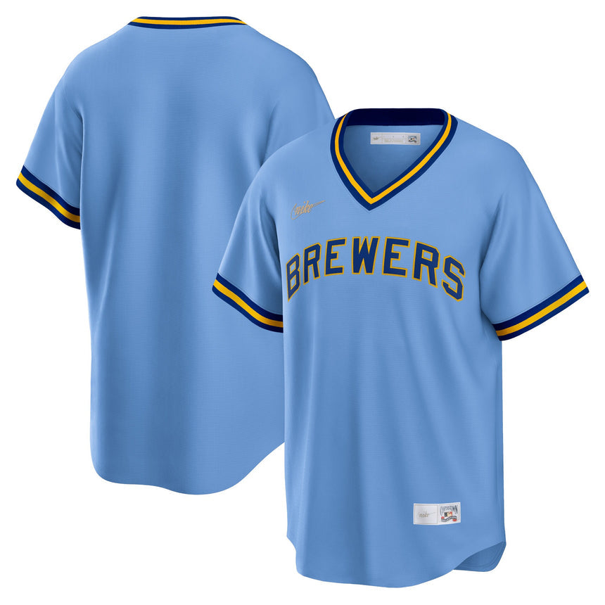 Men's Milwaukee Brewers Cooperstown Collection Blue Replica Team Jersey