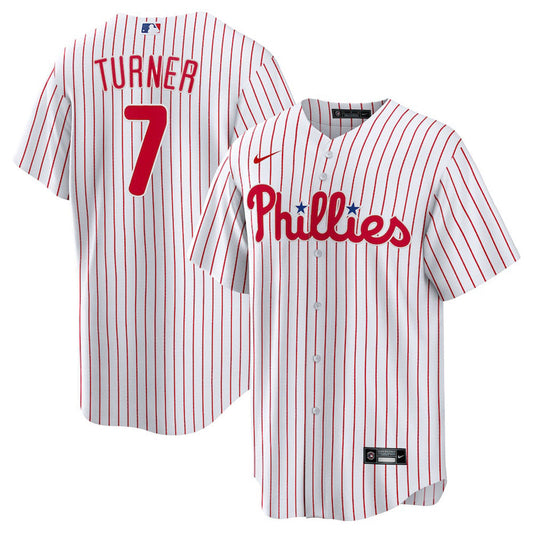 Men's Philadelphia Phillies Trea Turner Cool Base Replica Home Jersey - White