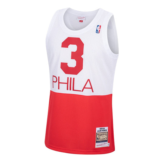 Men's Allen Iverson Mitchell & Ness 76ers Hardwood Classics Authentic Jersey - White