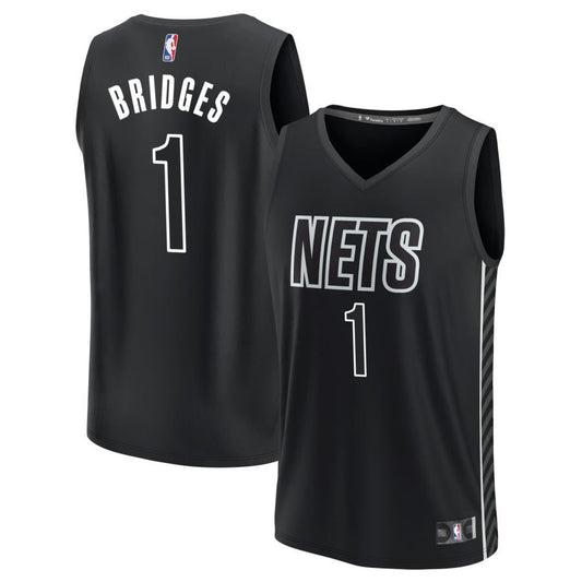 Mikal Bridges Brooklyn Nets Fanatics Branded Youth Fast Break Replica Jersey - Statement Edition - Black