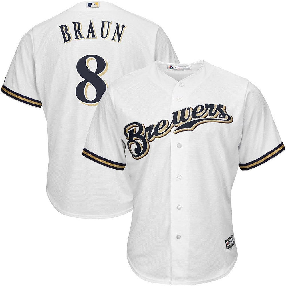 Men's Milwaukee Brewers Ryan Braun Replica Home Jersey - White