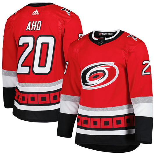 Sebastian Aho Carolina Hurricanes adidas 25th Anniversary Authentic Pro Primegreen Player Jersey - Red