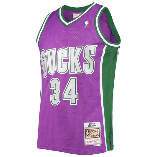 Men's Ray Allen Mitchell & Ness Bucks Swingman Jersey - Purple