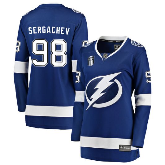 Mikhail Sergachev Tampa Bay Lightning Fanatics Branded Women's Home 2022 Stanley Cup Final Breakaway Jersey - Blue