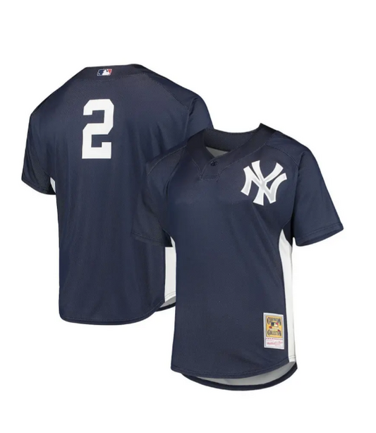 Men's Derek Jeter New York Yankees Mitchell & Ness Navy 2009 Authentic Batting Practice Jersey