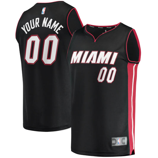 Miami Heat Fanatics Branded Fast Break Custom Replica Jersey Black - Icon Edition