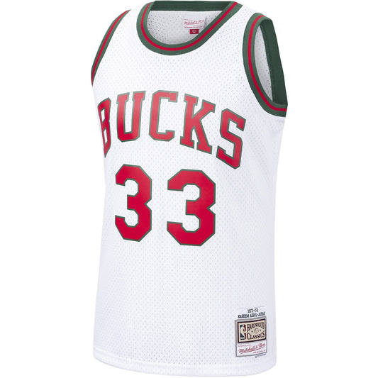 Men's Kareem Abdul-Jabbar Mitchell & Ness Bucks Swingman Jersey - White