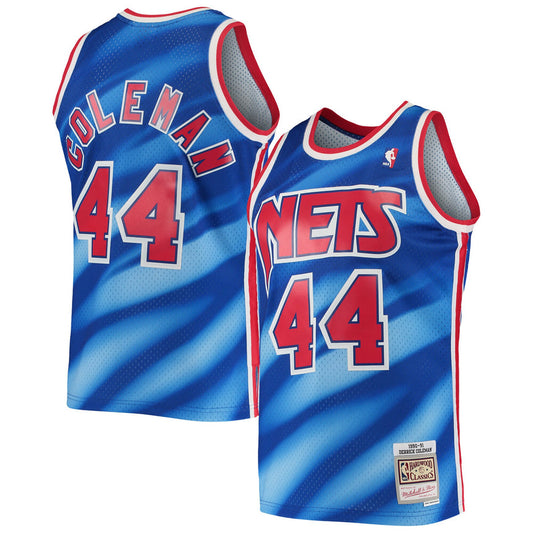 Men's Derrick Coleman New Jersey Nets Mitchell & Ness 1990-91 Hardwood Classics Swingman Jersey - Blue