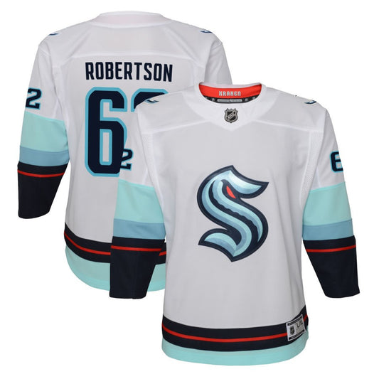 Tucker Robertson Seattle Kraken Youth Away Premier Jersey - White