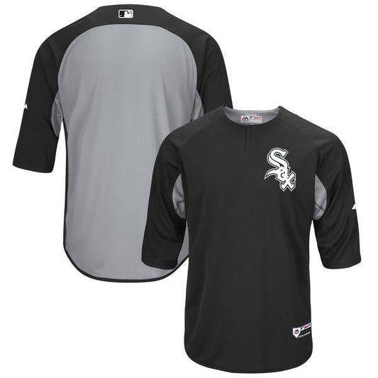 Men's Chicago White Sox Majestic Black/Gray Authentic Collection On-Field 3/4-Sleeve Batting Practice Jersey