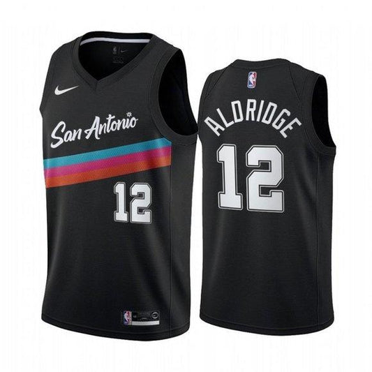 Mens San Antonio Spurs LaMarcus Aldridge City Edition Jersey Black