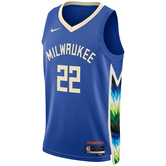 Men's Khris Middleton Nike Bucks 2022/23 Swingman Jersey City Edition - Blue