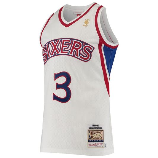 Men's Allen Iverson Mitchell & Ness 76ers Hardwood Classics Authentic Jersey - White