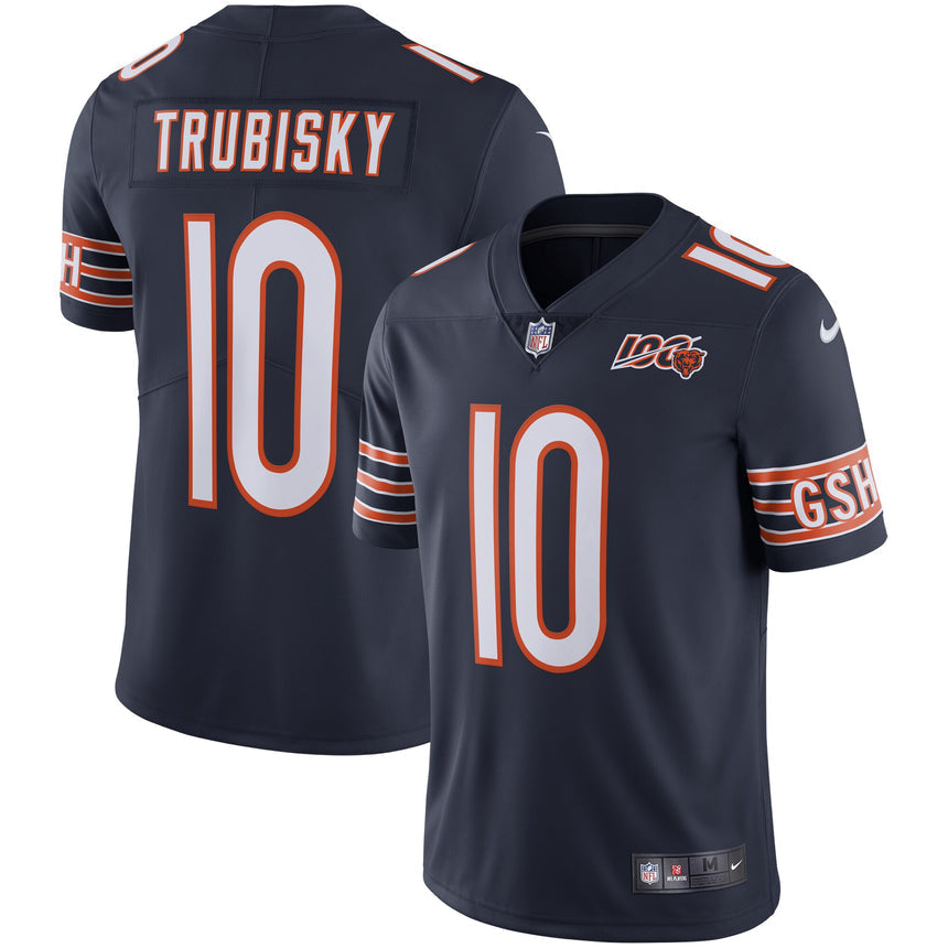 Men's Chicago Bears Mitchell Trubisky Navy NFL 100th Season Limited Jersey