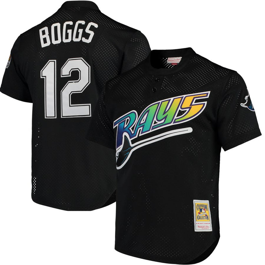 Men's Tampa Bay Devil Rays Wade Boggs Mitchell & Ness Black Cooperstown 1998 Mesh Batting Practice Jersey